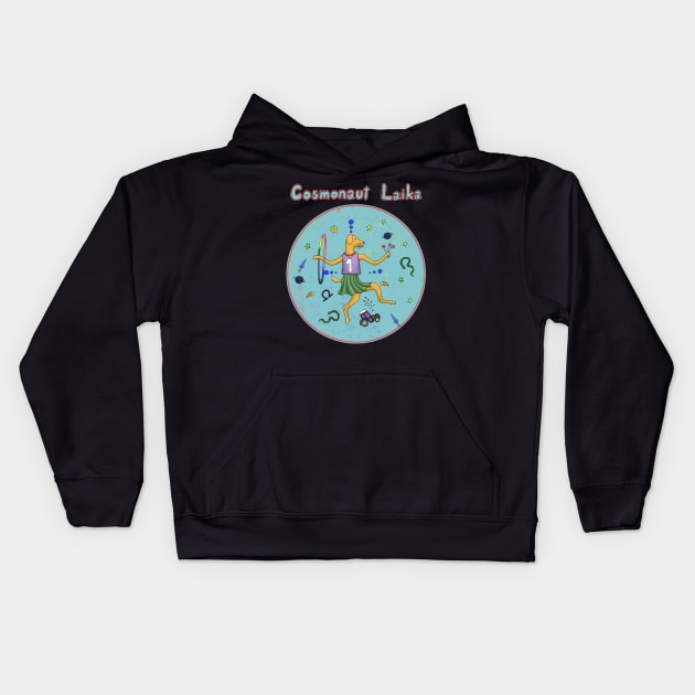 Cosmonaut Laika Kids Hoodie by HanDraw